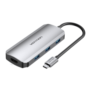 Vention USB C 6 in 1 Docking Station,type C to HDMI,USB 3.0 3Ports RJ45(87W)Converter 0.15 Gray