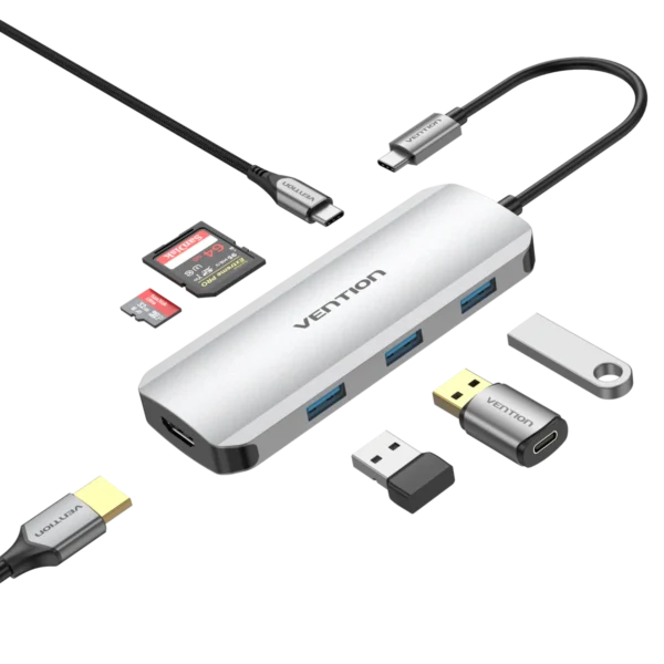 Vention USB C 7in 1,Type C to HDMI USB 3.0 3Ports