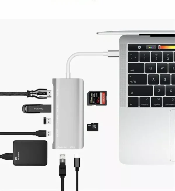 Vention USB C 8 in1-USB C to HDMI,USB 3.0,RJ 45,TF,SD,USB C 87W